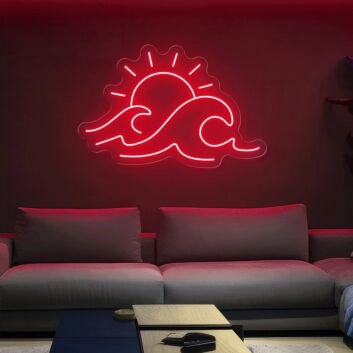 Brighten Up Your Space: Multicolor Sun And Wave Magic Led Neon Sign for Home Decor, Offices, Bars, and Beach-Themed Parties.