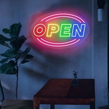 Brighten Up Your Business, Bar, or Storefront with the Vibrant Oval Neon Open Sign