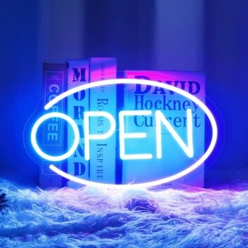 Brighten Up Your Store, Bar, or Office Entrance with the Oval Neon OPEN Sign for Business Decor.