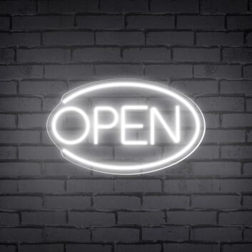 Brighten Up Your Store, Bar, or Office Entrance with the Oval Neon OPEN Sign for Business Decor.