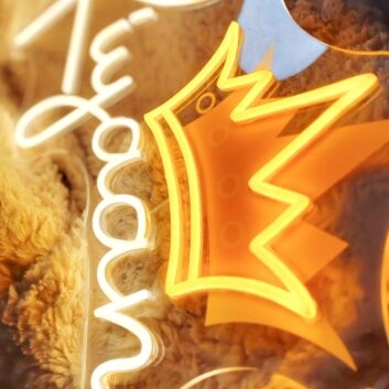 Light Up Your Space with Personal Touch: Riyaan Initial Crowned Letters Personalized UV Neon Sign for Weddings, Home Decor, and Bars.