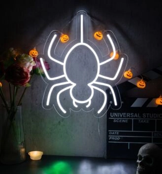 Light Up Your Halloween Festivities with the Spider Halloween Neon Sign - Perfect for Home, Bars, and Hauntingly Stylish Events!