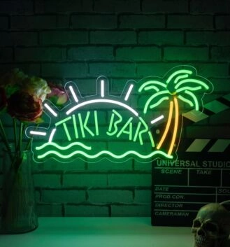 Brighten Your Beach Themed Tiki Bar, Summer Parties, and Wedding Receptions with the Tiki Bar Words Beach Theme Neon Sign.