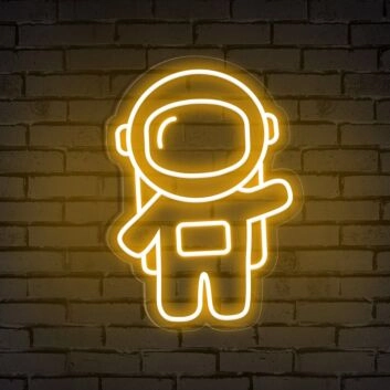 Waving Astronaut Cute Space Neon Sign: Elevate Your Child&#039;s Room, Play Area, or Themed Party Ambiance