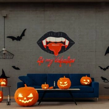 Add Romantic Ambiance to Your Living Room, Wedding, or Valentine&#039;s Day Celebration with Be My Valentine Led Uv Neon Sign Wall Art.