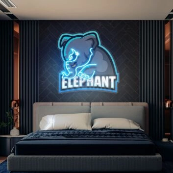 Elevate Your Decor: Ideal for Weddings, Bars, and Bedrooms with Elephant Logo Custom Led Uv Neon Sign Artwork.