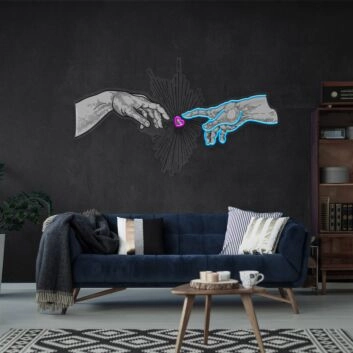 Brighten Your Space: Hand Love Led Uv Neon Sign for Romantic Ambiance in Living Rooms, Bars, and Weddings
