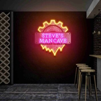 Revamp Your Space with Man Cave Christmas Gift Sign Lights Led UV Neon Sign - Ideal for Home Decor, Office Vibes, and Bar Ambiance.