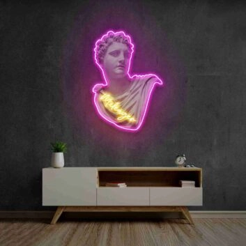 Transform Your Space: Meleager Statue Led Uv Neon Sign for Chic Home Decor, Perfect for Modern Living Rooms, Parties, and Weddings
