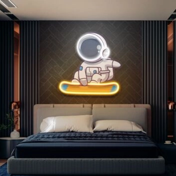 Brighten up your bar, office, or gaming room with the unique Skateboard Astronaut Custom Space Man Custom Led Uv Neon Signs.