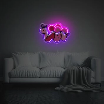 Brighten Up Your Space: Little Worm With Pink Heart LED Neon Acrylic Artwork Perfect for Home Decor, Romantic Evenings, and Joyful Celebrations