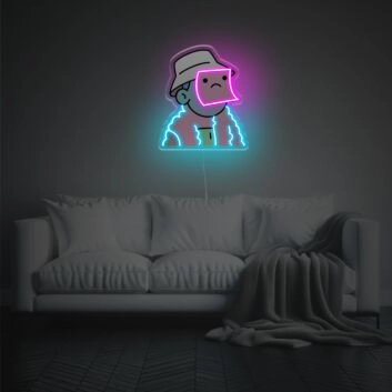 Brighten Up Your Office, Bar, or Store Ambiance with Man By Sticky Notes LED Neon Acrylic Artwork.