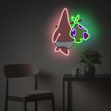 Brighten Your Space: Patrick Star Who Ran Away From Home LED Neon Acrylic Artwork - Perfect for Bedrooms, Bars, and Playrooms.