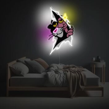 Elevate your home, office, and bar ambiance with the enchanting Peeking Pink Panther LED Neon Acrylic Artwork.