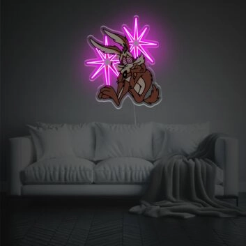 Brighten Up Your Bar, Bedroom, or Gaming Space with Sadly Rabbit LED Neon Acrylic Artwork.