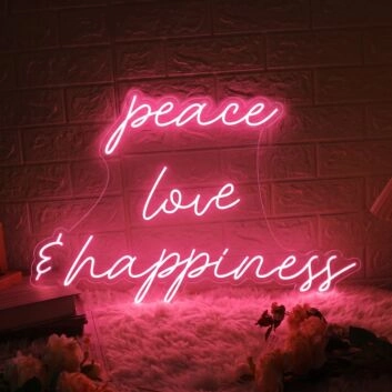 Peace, Love &amp; Happiness Neon Sign