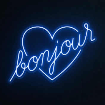 Bonjour Heart Neon Sign