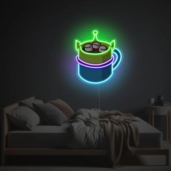 Transform Your Space: Squeeze Toy Aliens Shaped Mug LED Neon Acrylic Artwork for Home, Bars, and Parties