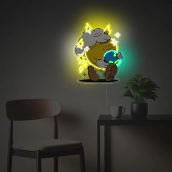 Brighten Your Space: Yellow Heart Holding The Earth LED Neon Acrylic Artwork for Home Decor, Office Ambiance, and Storefront Appeal