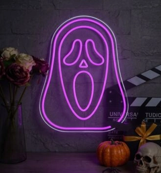 Elevate Your Halloween Ambiance or Theme Parties with the Ghostmask From Scream LED Neon Sign.