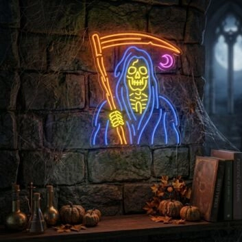 Elevate Your Halloween Decor or Themed Events with the Grim Reaper LED Neon Sign.
