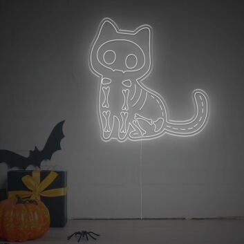 Spookify Your Space: Halloween Cat X-Ray LED Neon Sign for Home Decor, Parties, and Haunted Houses