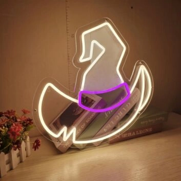 Transform Your Space into a Magical Halloween Haven: Perfect for Home Décor, Themed Parties, and Bars with the Halloween Wizard Hat LED Neon Sign.