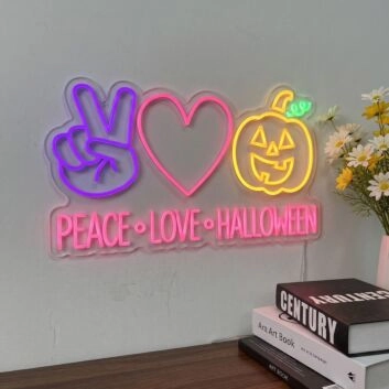 Brighten Your Spooky Celebrations: From Home Decor to Halloween Parties with the Peace Love Halloween LED Neon Sign