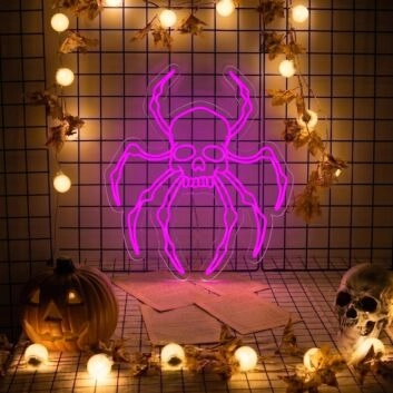 Transform Your Space: Skull Head Spider LED Neon Sign, Perfect for Halloween Decor, Themed Bars, and Edgy Home Interiors