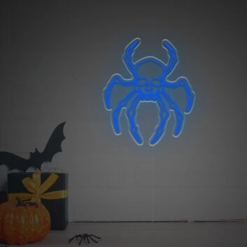 Transform Your Space: Skull Head Spider LED Neon Sign, Perfect for Halloween Decor, Themed Bars, and Edgy Home Interiors