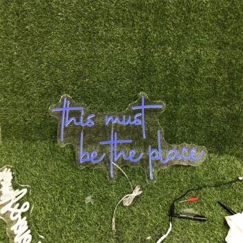 Brighten Your Evening Events to Everyday Spaces: &quot;This Must Be The Place Blue Custom Neon Sign&quot; for Weddings, Bars, and Home Decor.