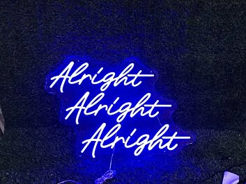 Elevate Your Space: Alright Alright Alright Blue Neon Sign Perfect for Bar, Home Decor, and Weddings