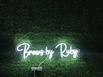 Light Up Your Beauty Salon or Makeup Studio with Brows By Ruby White LED Neon Sign