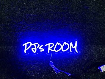 Brighten Up Any Space: PJs Room Blue LED Neon Sign Perfect for Home Decor, Office Ambiance, and Bar Aesthetics.