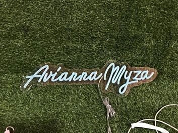 Brighten Up Your Space: Arianna Myza Blue LED Neon Sign for Home Decor, Bars, and Weddings.