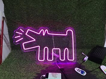 Brighten Up Your Home, Office, or Bar with the Captivating Barking Wolf Purple LED Neon Sign.