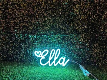 Brighten Your Wedding, Bar, and Office Ambiance with Ella Custom LED Neon Sign.