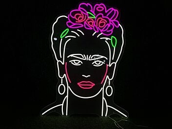 Brighten Your Space: Frida Kahlo LED Neon Sign for Artists&#039; Studios, Trendy Cafes, and Eclectic Home Decor.