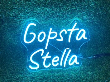 Brighten Up Your Space: Gopsta Stella Blue LED Neon Sign for Home, Office, and Vibrant Bar Ambiance.