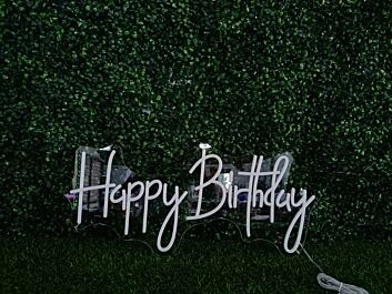 Brighten Up Your Celebration - Happy Birthday White LED Neon Sign for Parties, Homes, and Special Events