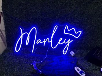 Elevate Your Space: Manley With Crown Blue LED Neon Sign for Bar, Office, and Chic Home Decor