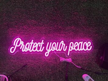 Brighten Your Sanctuary: Protect Your Peace Pink LED Neon Sign for Home Decor, Zen Spaces, and Relaxing Ambiances.