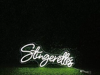 Brighten Your Space: Stingerettes White LED Neon Sign, Perfect for Home Decor, Offices, and Trendy Bars.