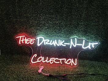 Elevate Your Bar, Party, or Wedding Ambience with Thee Drunk N Lit Collection LED Neon Sign.