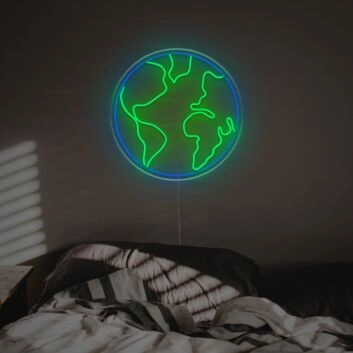 Brighten up your office, store, or bar ambiance with The Earth Outline LED Neon Sign.