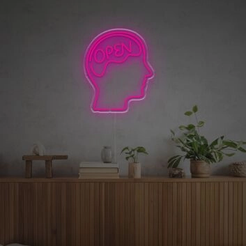 Elevate Your Home, Office, or Bar Ambiance with the Open Brain LED Neon Sign.