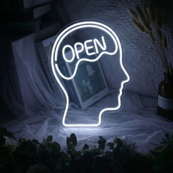 Elevate Your Home, Office, or Bar Ambiance with the Open Brain LED Neon Sign.