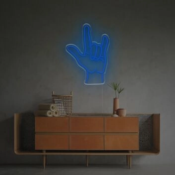 Elevate Your Bar, Man Cave, or Music Room Ambiance with the Rock And Roll Gesture LED Neon Sign.