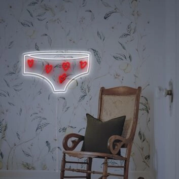 Brighten Up Your Bedroom, Boutique or Valentine's Day Celebration with the Underwear With A Heart Pattern LED Neon Sign.