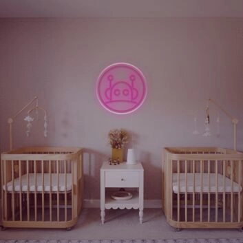 Enhance Any Space with the Little Robot With Circle LED Neon Sign - Perfect for Home Decor, Bars, and Children&#039;s Rooms.